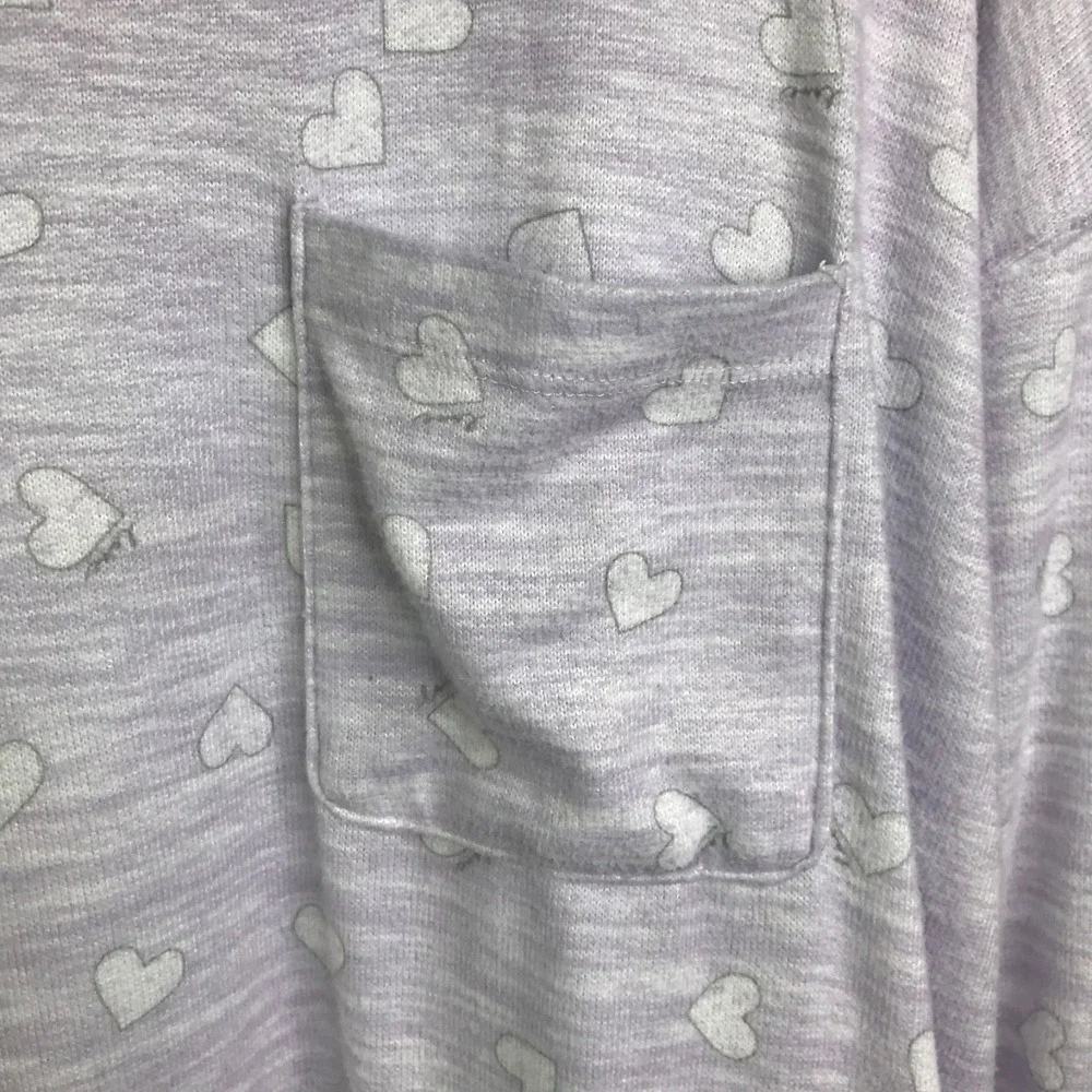 Splendid Womens M Pajama Set Gray‎ Heart Print Long Sleeve Jogger Lounge Sleep